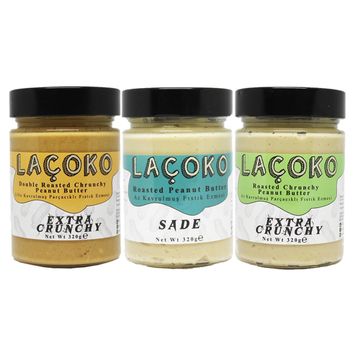 Laçoko 320 gr Çifte Kavrulmuş Parçacıklı Fıstık ve Az Kavrulmuş Fıstık Ezmesi