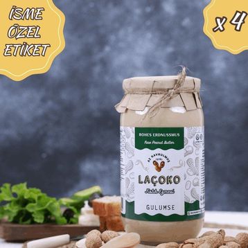 Laçoko 4 kg İsme – Kişiye Özel Şekersiz, Saf, Katkısız Fıstık Ezmesi Glutensiz, Vegan, Doğal Az Kavrulmuş (Çiğ) Yer Fıstığı Ezmesi