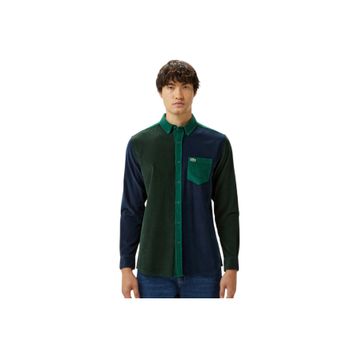 Lacoste CH2536.132 Erkek Regular Fit Düğmeli Yaka Renk Bloklu Koyu Yeşil Gömlek