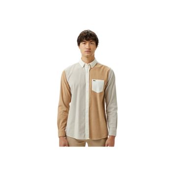 Lacoste CH2536.70V Erkek Regular Fit Düğmeli Yaka Renk Bloklu Bej Gömlek