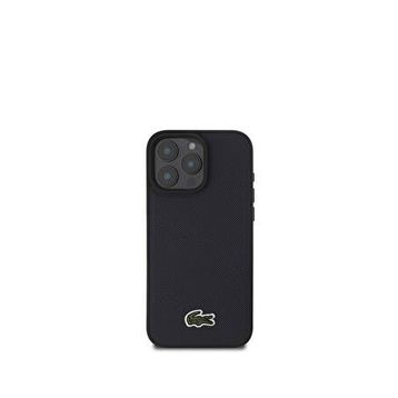 Lacoste iPhone 16 Pro Magsafe PU Pike Desenli Timsah Logolu Lacivert Uyumlu Telefon Kılıfı
