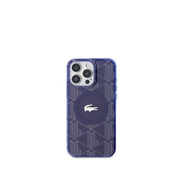 Lacoste iPhone 16 Pro Max IML Timsah Logolu Monogram Magsafe Lacivert Uyumlu Telefon Kılıfı