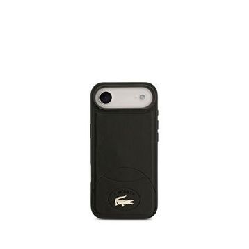 Lacoste iPhone 17 Air Metal Logolu PU Deri Tasarımlı Magsafe Siyah Uyumlu Telefon Kılıfı