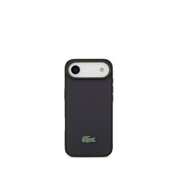 Lacoste iPhone 17 Air Pike Desenli Metal Logolu Kartlıklı Magsafe Lacivert Uyumlu Telefon Kılıfı