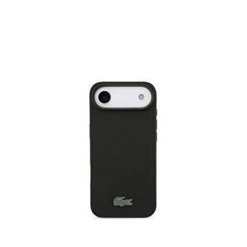 Lacoste iPhone 17 Air Pike Desenli Metal Logolu Kartlıklı Magsafe Siyah Uyumlu Telefon Kılıfı