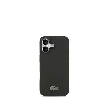 Lacoste iPhone 17 Pike Desenli Metal Logolu Kartlıklı Magsafe Siyah Uyumlu Telefon Kılıfı