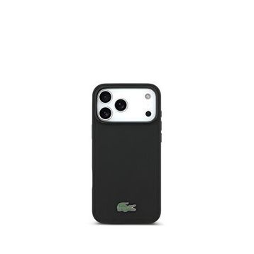 Lacoste iPhone 17 Pro Max Pike Desenli Metal Logolu Kartlıklı Magsafe Siyah Uyumlu Telefon Kılıfı
