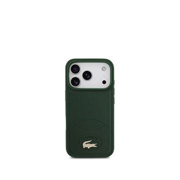 Lacoste iPhone 17 Pro Metal Logolu PU Deri Tasarımlı Magsafe Yeşil Uyumlu Telefon Kılıfı