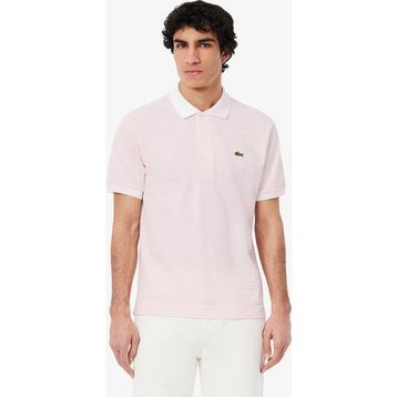 Lacoste L.12.12 Classic Fit Çizgili Pembe Polo Erkek T-shirt