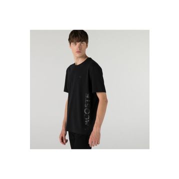 Lacoste Siyah Erkek Relaxed Fit Bisiklet Yaka Baskılı T-shirt