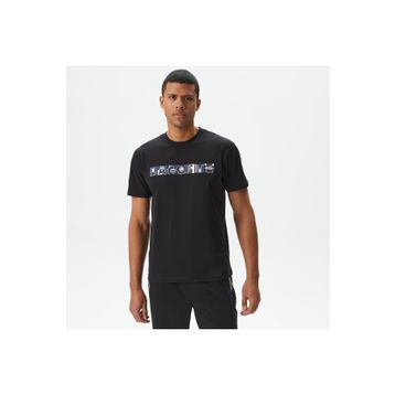 Lacoste Siyah Erkek Relaxed Fit Bisiklet Yaka Baskılı T-shirt