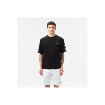 Lacoste Siyah Erkek Relaxed Fit Bisiklet Yaka Baskılı T-shirt