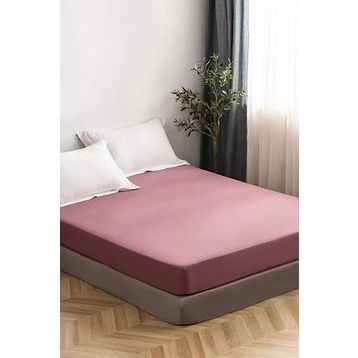 Lady Moda %100 Pamuklu Penye Lastikli Gül Kurusu Çift Kişilik Çarşaf
