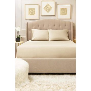 Lady Moda %100 Pamuklu Penye Lastikli Krem Çift Kişilik Çarşaf