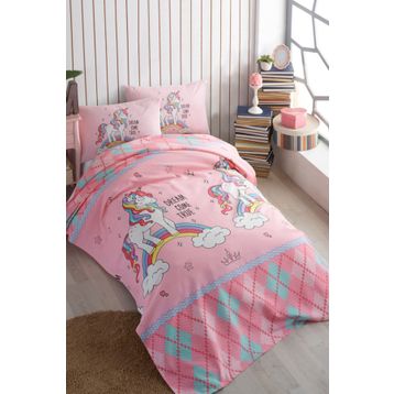 Lady Moda Unicorn Pembe Tek Kişilik Pike