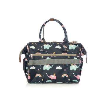 Lal Baby Baggage Bag Fil Desenli Lacivert Omuz Askılı Anne Bebek Bakım Çantası