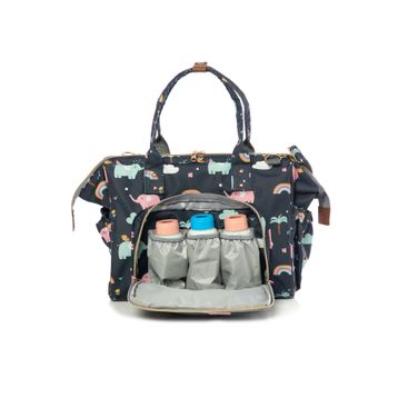 Lal Baby Baggage Bag Fil Desenli Lacivert Omuz Askılı Anne Bebek Bakım Çantası