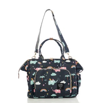 Lal Baby Baggage Bag Fil Desenli Lacivert Omuz Askılı Anne Bebek Bakım Çantası