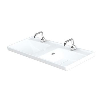 Lapino Quattro 120 cm Konsollu Etejerli Çift Bölme Beyaz Renk Lavabo