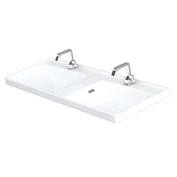 Lapino Quattro 120 cm Konsollu Etejerli Çift Bölme Beyaz Renk Lavabo