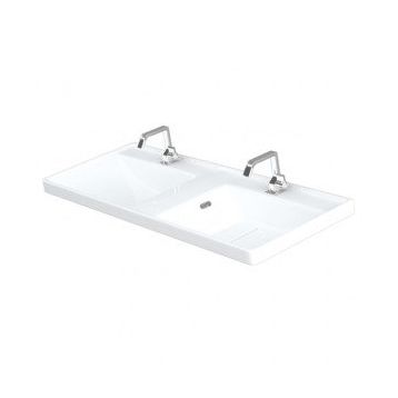 Lapino Quattro 120 cm Konsollu Etejerli Çift Bölme Beyaz Renk Lavabo