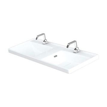 Lapino Quattro 120 cm Konsollu Etejerli Çift Bölme Beyaz Renk Lavabo
