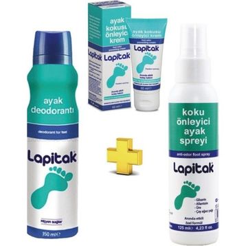 Lapitak 150 ml Ayak Deodorantı + Koku Önleyici 125 ml Ayak Spreyi + Ayak Kokusu Önleyici 60 ml Krem