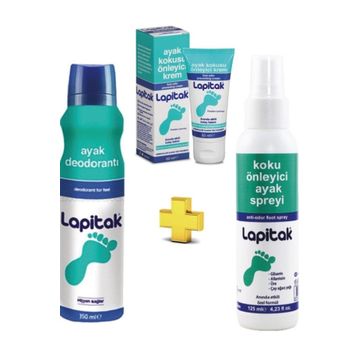 Lapitak 150 ml Ayak Deodorantı + Koku Önleyici 125 ml Ayak Spreyi + Ayak Kokusu Önleyici 60 ml Krem