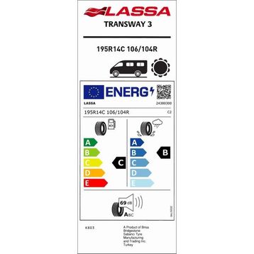 Lassa 195 R14C 106/104R Transway 3 Yaz Lastiği 2026