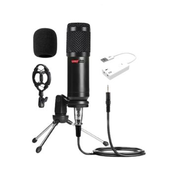 Lastvoice BM800 Full Black Condenser Youtuber Mikrofon + 7.1 Ses Kartı