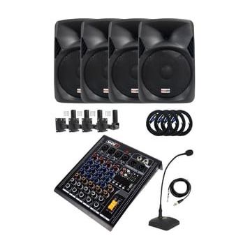 Lastvoice Hall Paket 4 Kapalı Alan toplantıları için Ses Sistemi Mixer Hoparlör Paketi