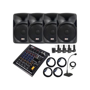 Lastvoice Hall Paket 4 Kapalı Alan toplantıları için Ses Sistemi Mixer Hoparlör Paketi