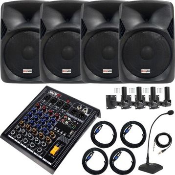 Lastvoice Hall Paket 4 Kapalı Alan toplantıları için Ses Sistemi Mixer Hoparlör Paketi
