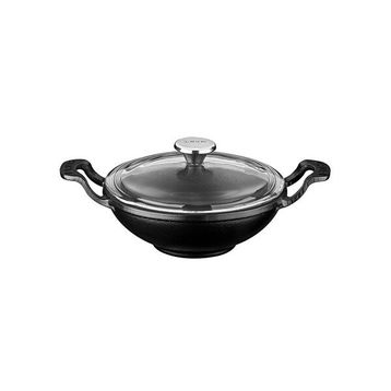 Lava 16 CM Siyah Yekpare Kulplu Cam Kapaklı Döküm Mini Wok