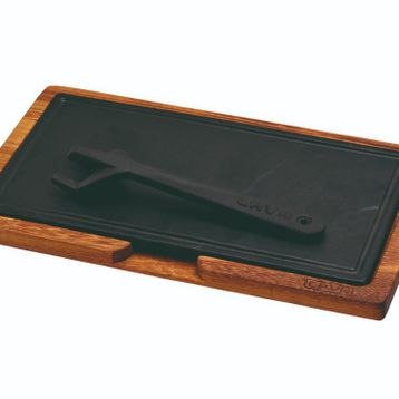 Lava 16x30 cm Siyah Ahşap ve Döküm Demir Hot Plate Servis Tahtası