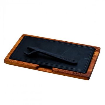 Lava 16x30 cm Siyah Ahşap ve Döküm Demir Hot Plate Servis Tahtası