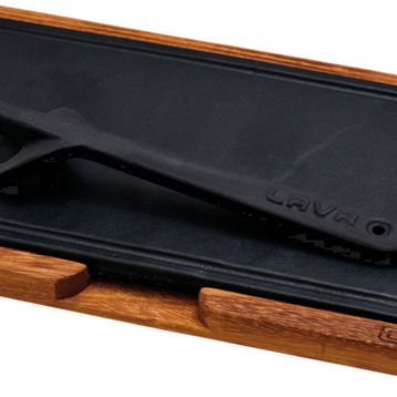 Lava 16x30 cm Siyah Ahşap ve Döküm Demir Hot Plate Servis Tahtası