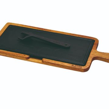 Lava 17x37 cm Siyah Ahşap ve Döküm Demir Hot Plate Servis Tahtası