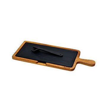 Lava 17x37 cm Siyah Ahşap ve Döküm Demir Hot Plate Servis Tahtası