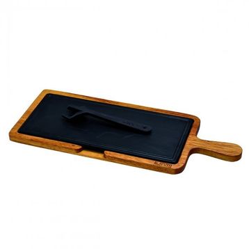 Lava 17x37 cm Siyah Ahşap ve Döküm Demir Hot Plate Servis Tahtası