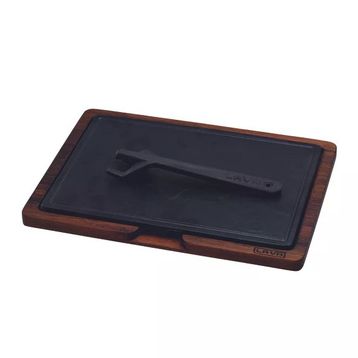 Lava 20x30 cm Siyah Ahşap ve Döküm Demir Hot Plate Servis Tahtası