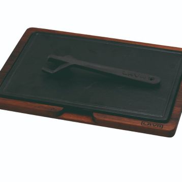 Lava 20x30 cm Siyah Ahşap ve Döküm Demir Hot Plate Servis Tahtası