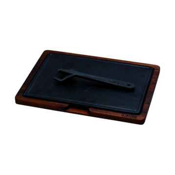 Lava 20x30 cm Siyah Ahşap ve Döküm Demir Hot Plate Servis Tahtası