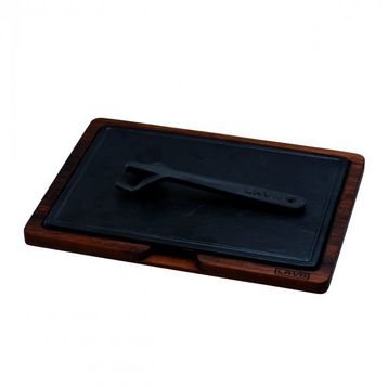 Lava 20x30 cm Siyah Ahşap ve Döküm Demir Hot Plate Servis Tahtası