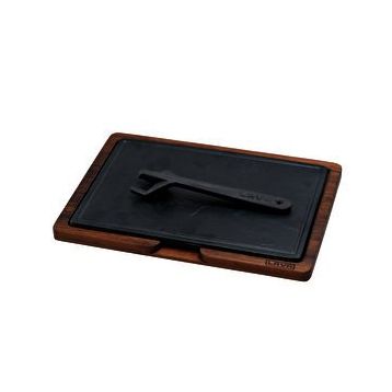 Lava 20x30 cm Siyah Ahşap ve Döküm Demir Hot Plate Servis Tahtası