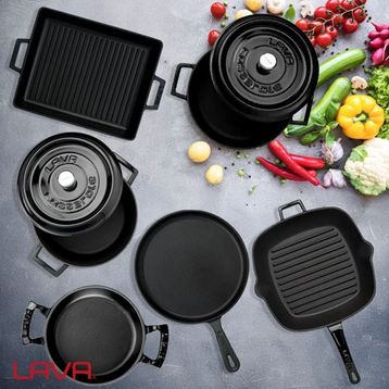 Lava 6x Trendy Serisi 8 Parça Siyah Döküm Tencere Tava Seti