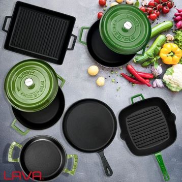 Lava 6x Trendy Serisi 8 Parça Yeşil Döküm Tencere Tava Seti