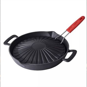 Lava Döküm 32 cm Çift Kulplu Ömür Boyu Garantili Izgara Tavası