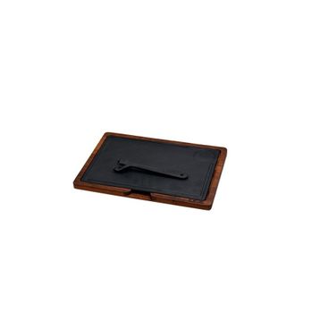 Lava Döküm Ahşap ve Döküm Demir Hot Plate Ölçü 22x33 cm Siyah Servis Tahtası