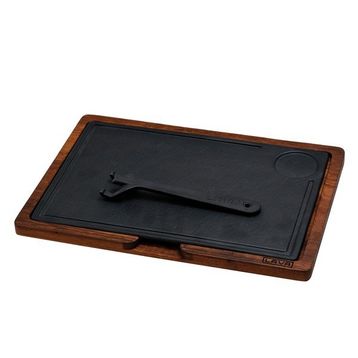 Lava Döküm Ahşap ve Döküm Demir Hot Plate Ölçü 22x33 cm Siyah Servis Tahtası